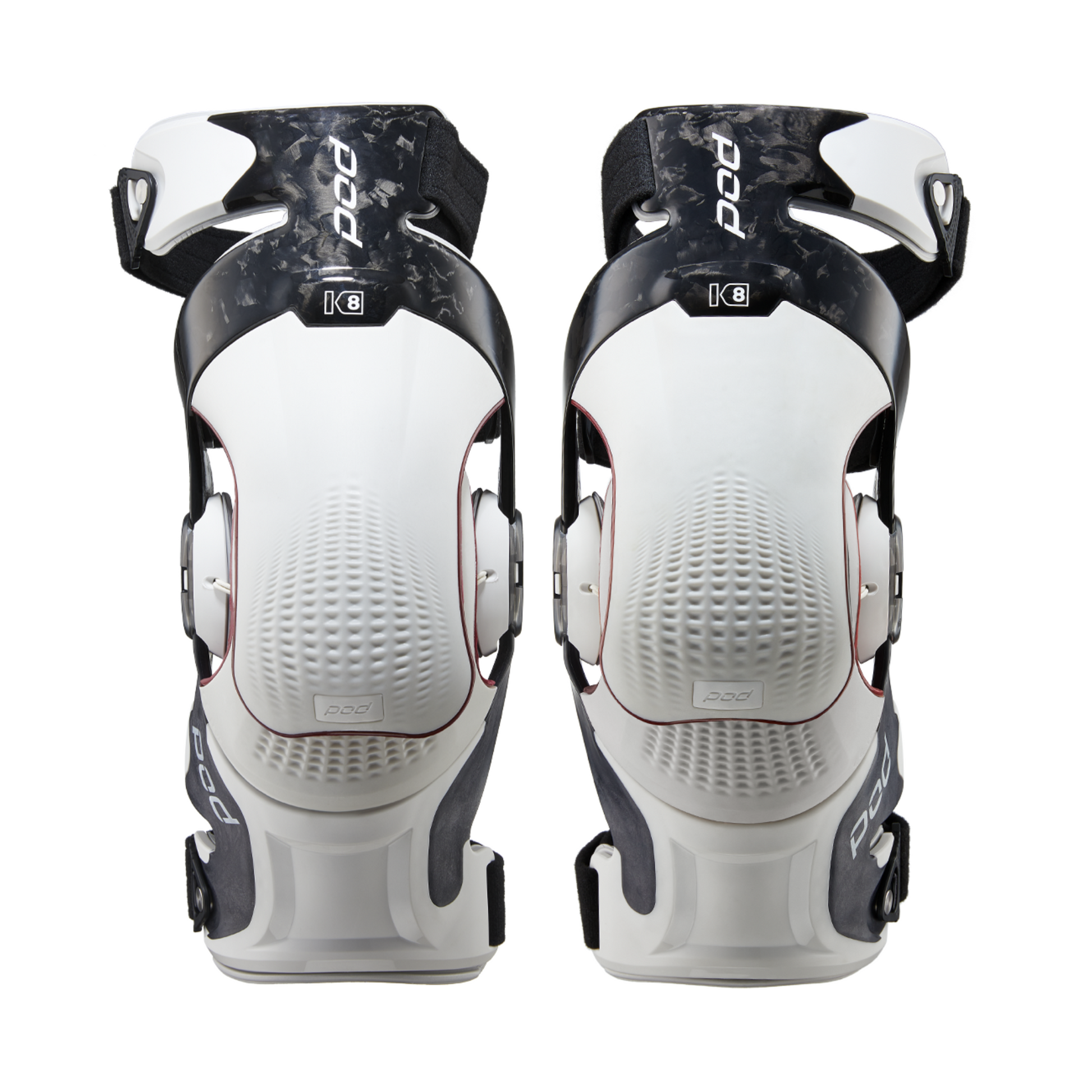 POD K8 3.0 White Knee Brace - Pair Front View